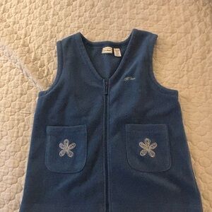 L.L. Bean Girl’s Blue Sweater Vest with Embroidered Flower Details Size XL